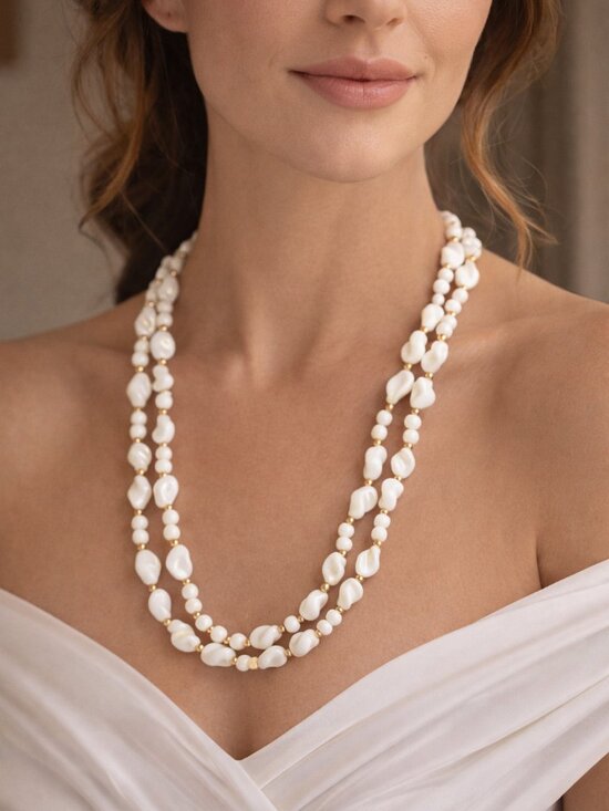 Trifari Jewelry - Trifari White Lucite Double Strand Necklace